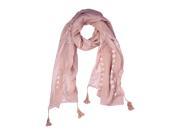 Peach Paisley Heart Embroidered Boho Scarf With Tassel Trim
