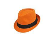 Orange Basic Straw Fedora Hat