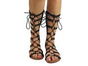 Black Roman Gladiator Lace Up Sandals