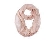 Pink Lightweight Spring Circle Scarf With Crochet Lace
