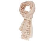 Pink Lightweight Oblong Scarf With Crochet Lace Trim