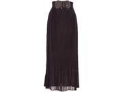 Black Pleated Chiffon Maxi Skirt With Belt