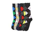 Black Colorful Argyle Print Men s Assorted 6 Pack Dress Socks