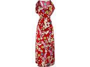 Red Floral Print Ruffle Top Sleeveless Maxi Sun Dress