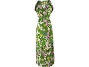Green Floral Ruffle Top Sleeveless Maxi Sun Dress