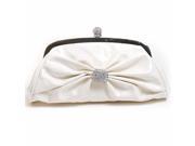 Ivory Patent Leather Clutch With Stone Clasp