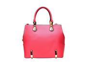 Coral Pink Textured Satchel Bag With Gold Hardware