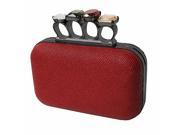 Red Jeweled Knuckle Clutch Bag