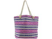 Pink Multicolor Stripe Tribal Pattern Oversize Beach Tote Bag