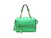 Mint Green Vegan Leather Doctor Style Bag With Gold Chain Strap