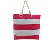 Pink White Wide Stripe Deluxe Oversize Beach Tote Bag