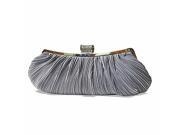 Silver Satin Pleated Metal Frame Clutch