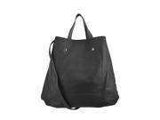 Black Simple Textured Vegan Leather Tote Bag