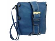 Navy Blue Cross Body Bag With Big Gold Buckle
