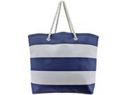 Navy Blue White Wide Stripe Deluxe Oversize Beach Tote Bag