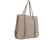 Ivory Tote Bag With Long Studded Straps