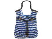 Blue Woven Crochet Toyo Lightweight Beach Bag Tote