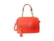 Coral Pink Vegan Leather Doctor Style Bag With Gold Chain Strap