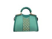 Mint Green Top Handle Bag With Gold Stud Hardware