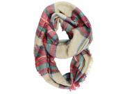 Beige Multicolor Classic Plaid Pattern Circle Infinity Scarf