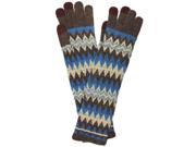 Brown Blue Chevron Striped Extra Long Texting Gloves