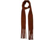 Brown Soft Faux Suede Skinny Scarf With Fringe
