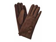 Brown Vegan Suede Classic Two Button Fur Lined Gloves