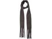Gray Soft Faux Suede Skinny Scarf With Fringe