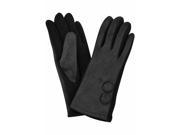 Black Vegan Suede Classic Two Button Fur Lined Gloves