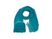 Turquoise 3 Piece Fleece Hat Scarf Glove Matching Set