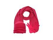 Hot Pink 3 Piece Fleece Hat Scarf Glove Matching Set