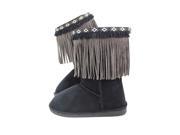 Gray Tribal Pattern Trim Boho Fringe Boot Topper