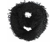 Black Wispy Knit Infinity Circle Scarf