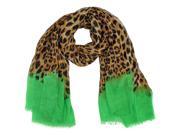 Green Ombre Sheer Animal Print Scarf