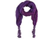 Purple Two Tone Crinkle Scarf With Tassels