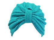 Teal Blue Terry Cloth Turban Bathing Cap Hat