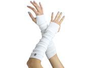 White Long Arm Warmers With Thumb Hole
