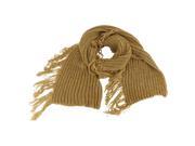 Beige Thick Winter Scarf With Loop Fringe