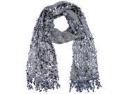 Silver Sequin Shawl Wrap With Fringe