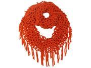 Neon Orange Vibrant Open Knit Scarf With Fringe