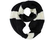 Black White Zigzag Chevron Knit Circle Scarf