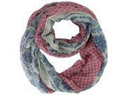 Magenta Blue Floral Toile Infinity Scarf