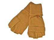 Tan Knit Half Finger Mitten Gloves