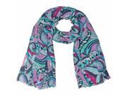 Turquoise Colorful Paisley Lightweight Scarf