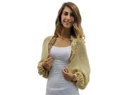 Tan Golden Knit Shrug Sweater With Sequin Trim