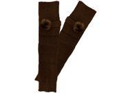 Brown Knit Arm Warmers With Faux Fur Button