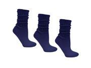 Navy Blue All Cotton 3 Pack Knit Slouch Socks