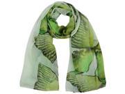 Green Tropical Floral Print Scarf
