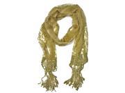 Olive Sheer Lace Long Scarf