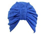 Blue Terry Cloth Turban Bathing Cap Hat